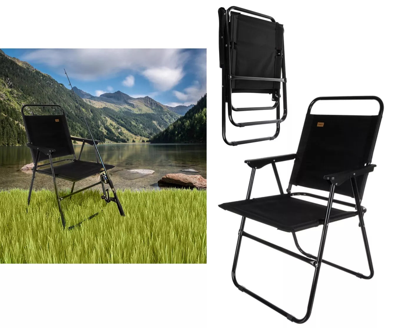 Sedia da pesca sedia giardino pieghevole sedia campeggio portata 150 kg, leggera