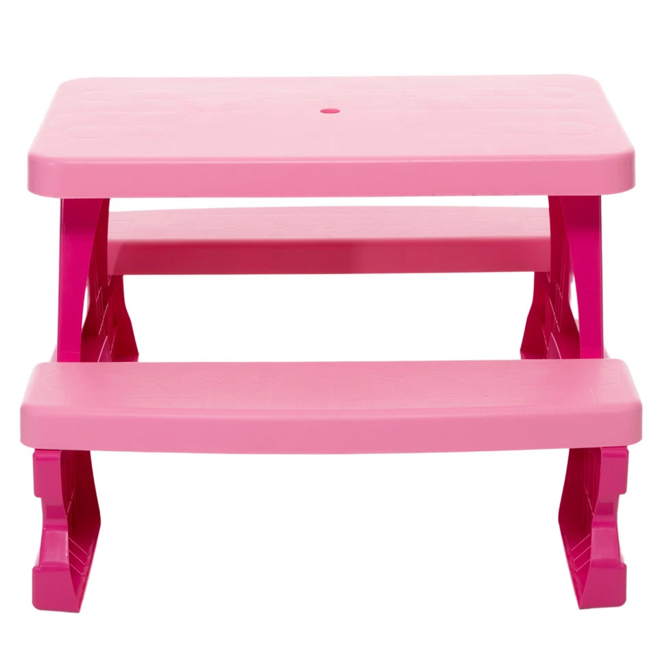 Tavolo da picnic rosa per bambine con panche tavolo unicorno in plastica interno esterno