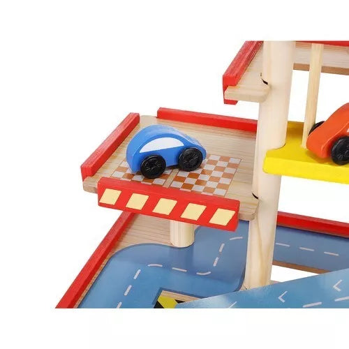 Garage in legno per bambini +veicoli 3 piani set gioco garage pista macchine