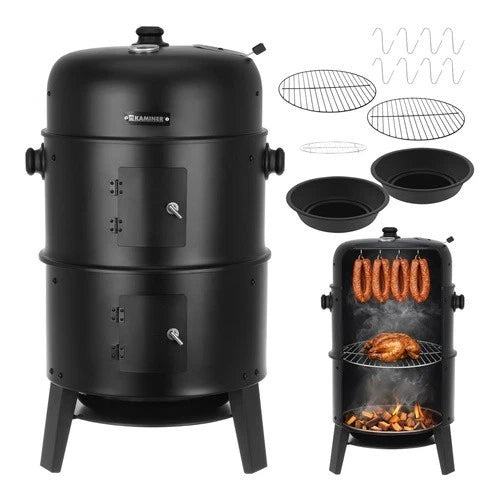 bbq barbecue a carbone carbonella con coperchio affumicatore termometro braciere