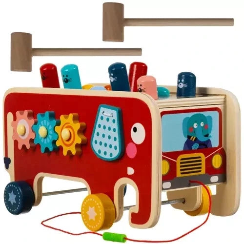 gioco in legno elefantino acchiappa la talpa con 2 martelli giocattolo montessor