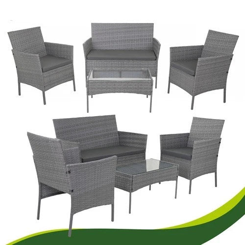 SET DA GIARDINO TERRAZZO 4 POSTI IN ECORATTAN- VARI COLORI- CON CUSCINI