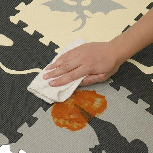 TAPPETO PUZZLE DINOSAURI GRANDE IN GOMMA PER BAMBINI SET 25 PEZZI TOT CM.106X106