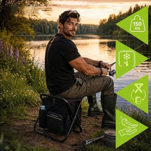 Sedia da pesca sgabello campeggio con borsa termica alimenti bevande sedia zaino