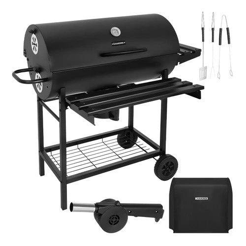 bbq barbecue xxl a carbone carbonella + accessori , soffiatore, copertura, termometro griglie