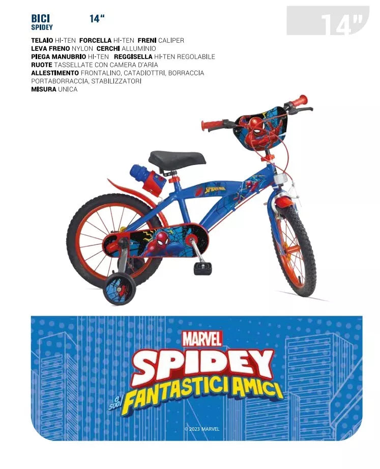 Bicicletta Spiderman 16 Pollici Bici Uomo Ragno Bambino ruote 4 5 6 anni
