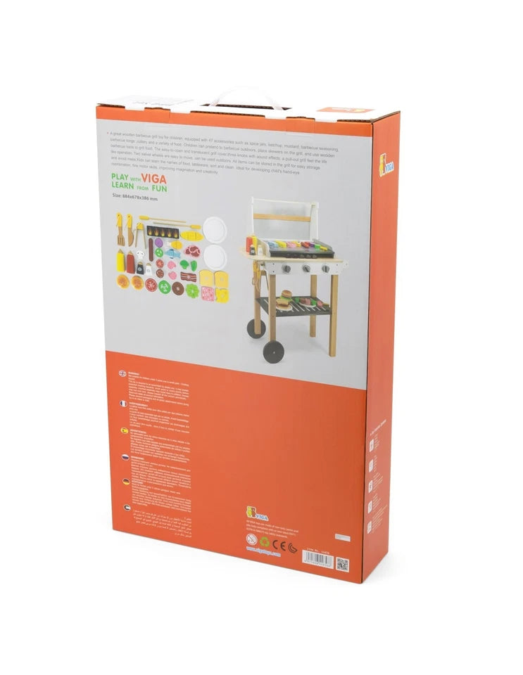 barbecue giocattolo in legno set bbq gioco con cibo e accessori per bambini