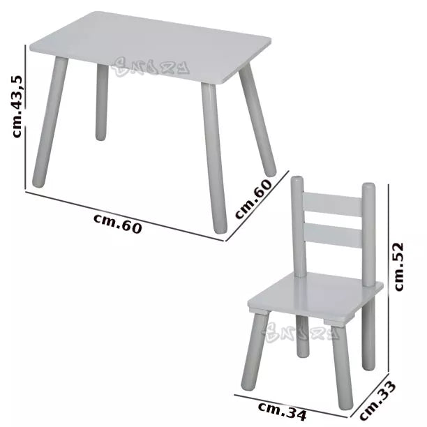 TAVOLO PER BAMBINI In LEGNO + 2 SEDIE TAVOLINO DA GIOCO E STUDIO camera bambini
