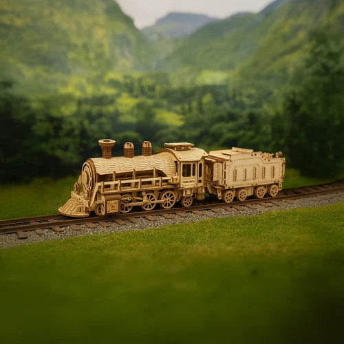 Puzzle 3D in legno modellino treno locomotiva a vapore con tender puzzle legno