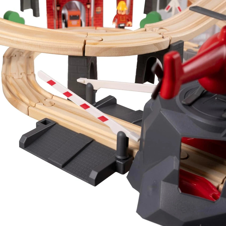 Pista Treno in Legno e Trenino Elettrico per Bambini e Set Ferrovia in Legno