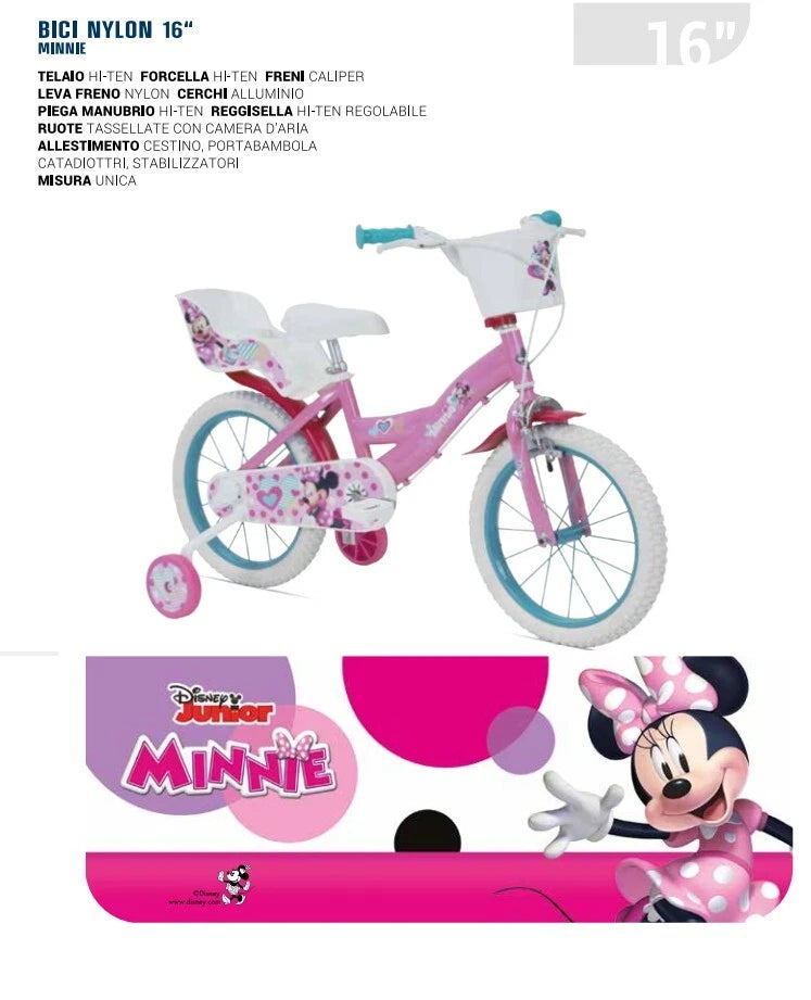 Bicicletta Minnie 16 Pollici Bici disney per Bambina disney con ruote 4 5 6 anni