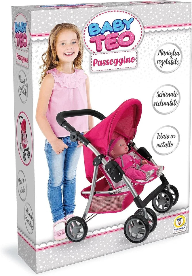Passeggino giocattolo per bambole ruote girevoli gioco bambole art 198