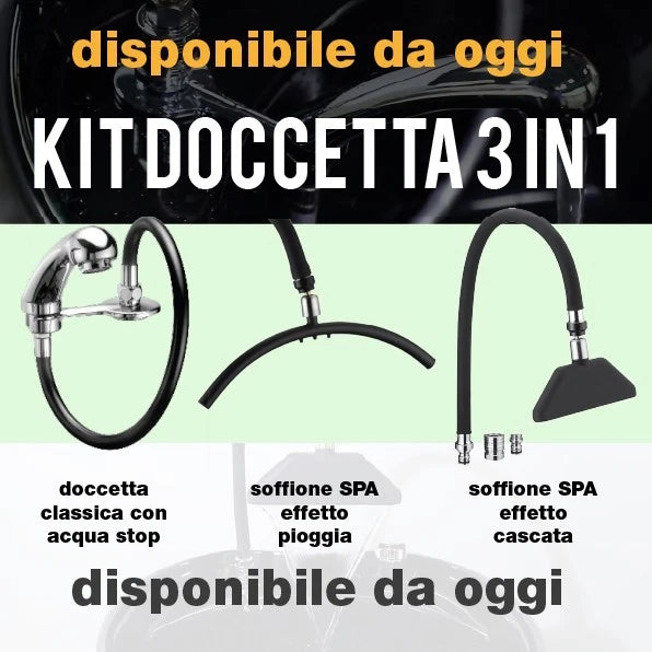 DOCCETTA KIT UNIVERSALE LAVATESTA PARRUCCHIERE Doccetta classica acquastop + 2 Soffioni
