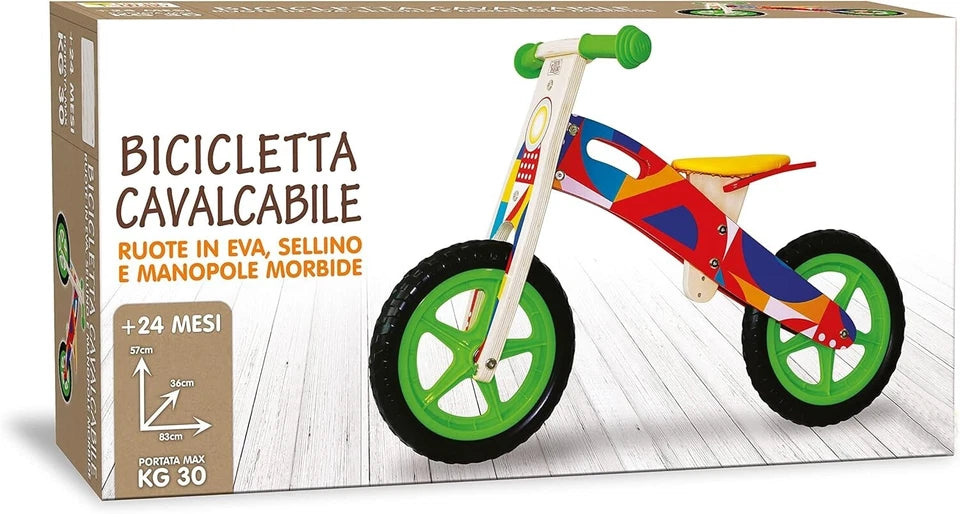 Bicicletta in LEGNO SENZA PEDALI MOTO CAVALCABILE EQUILIBRIO BICI PRIMI PASSI
