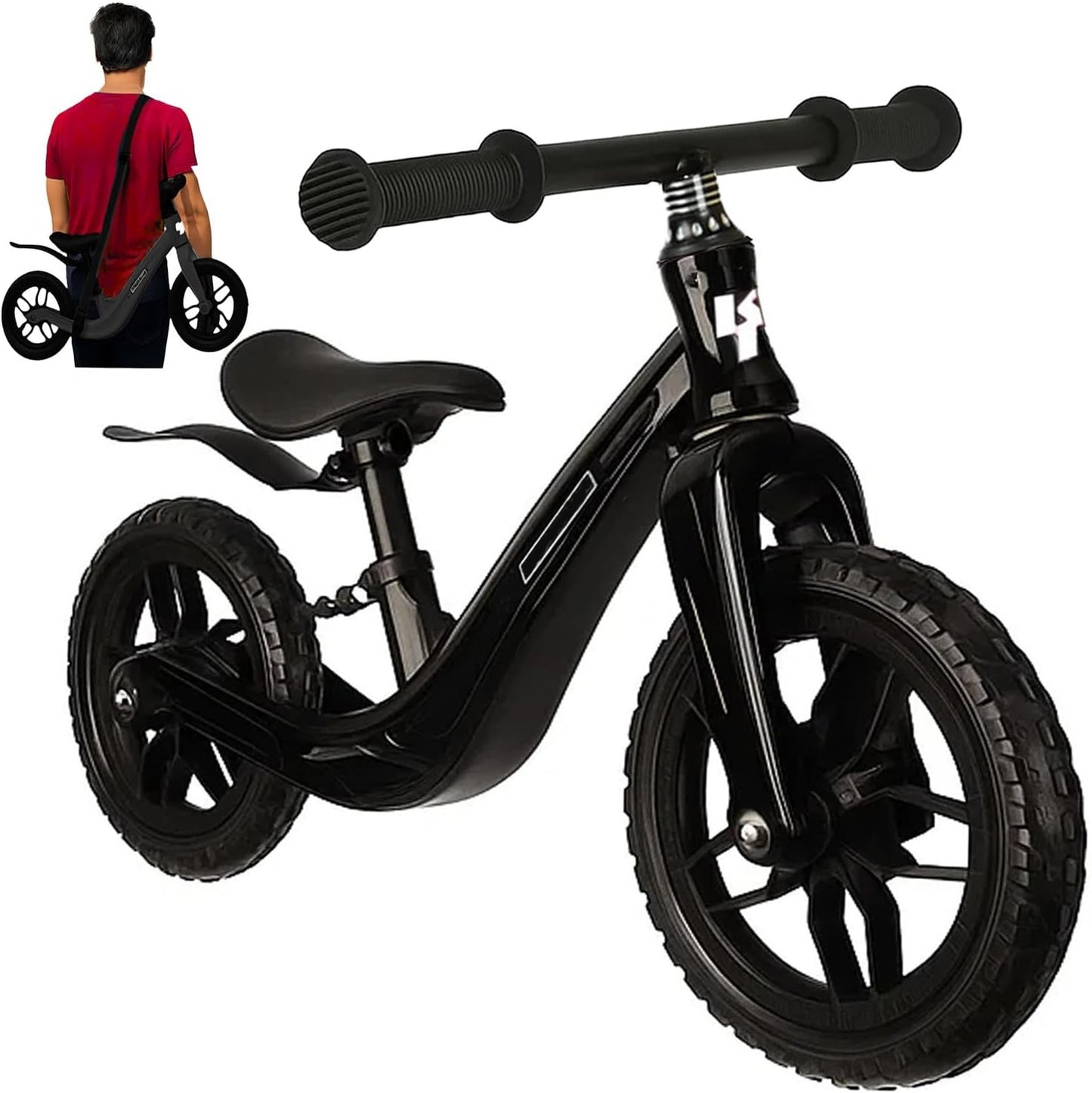 bicicletta senza pedali pedagogica bici equilibrio regolabile bambini + tracolla per il trasporto