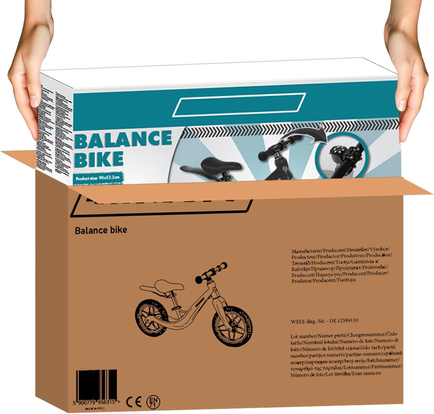 bicicletta senza pedali pedagogica bici equilibrio regolabile bambini + tracolla per il trasporto