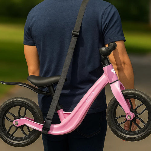 bicicletta senza pedali pedagogica bici equilibrio regolabile bambini + tracolla per il trasporto