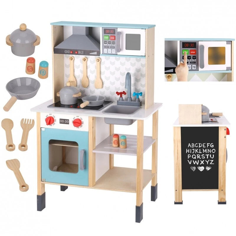 CUCINA giocattolo cucina IN LEGNO per bambini con ACCESSORI lavagna luci e suoni