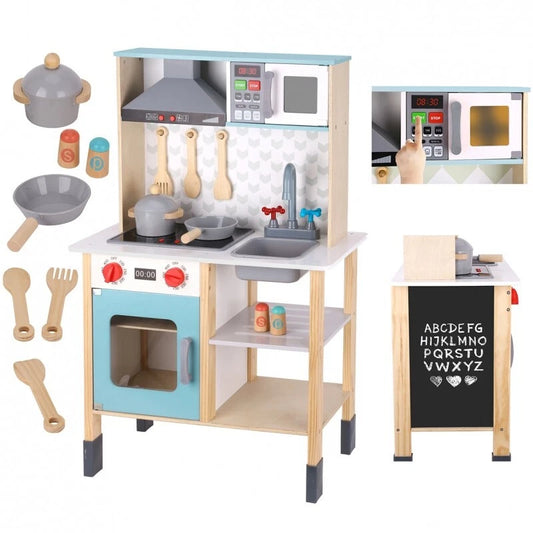 CUCINA giocattolo cucina IN LEGNO per bambini con ACCESSORI lavagna luci e suoni