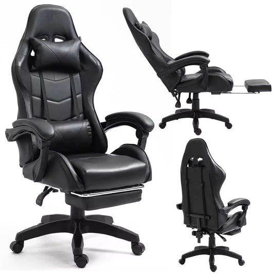 Sedia da Gaming in ecopelle Sedia gioco studio con poggiapiedi reclinabile