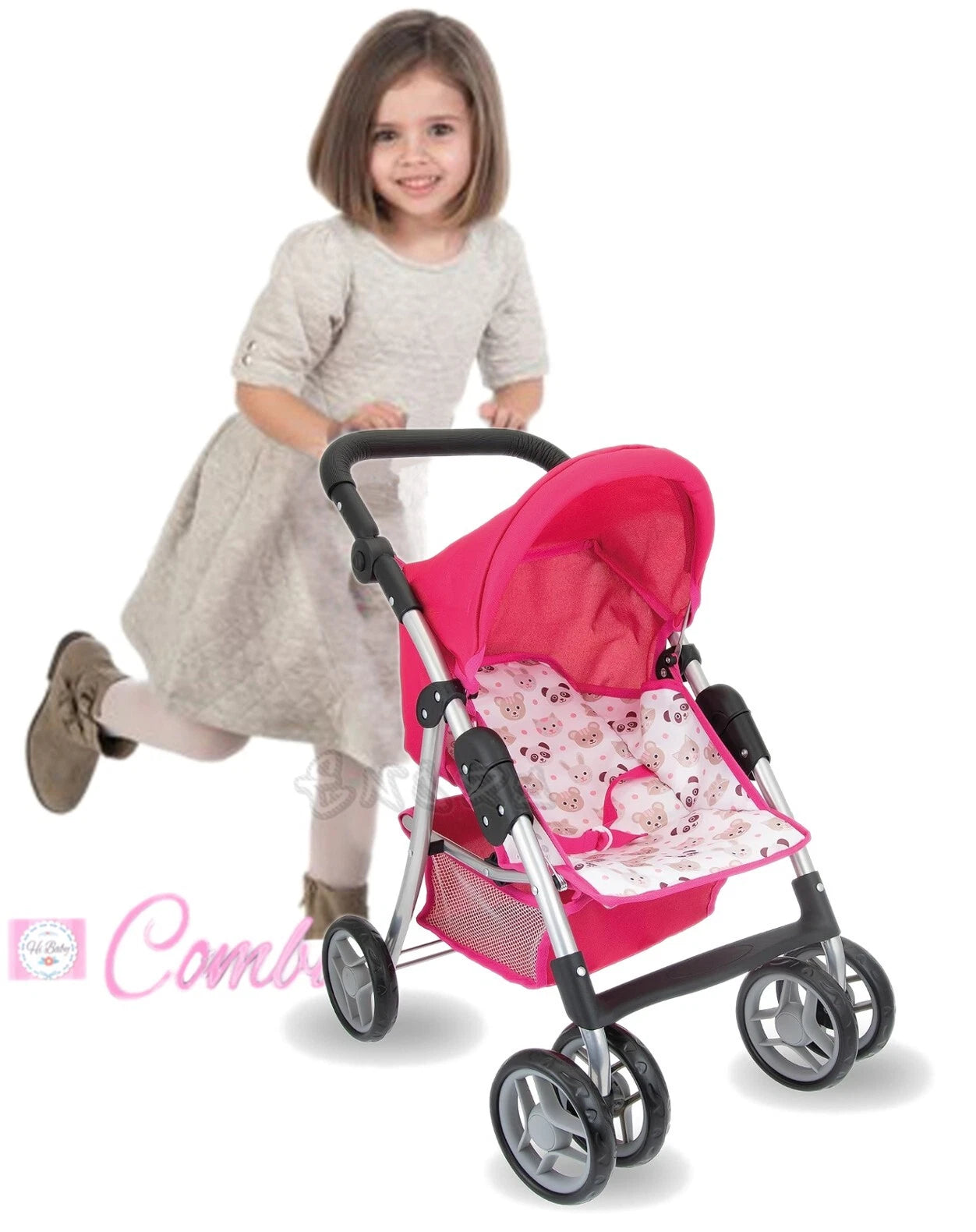 Passeggino giocattolo per bambole ruote girevoli gioco bambole art 198