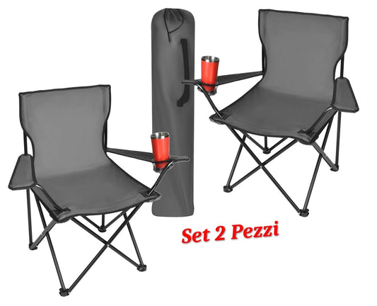 Set 2 Sedie Pieghevoli da pesca sedie per Campeggio Lago Fiume Mare Spiaggia