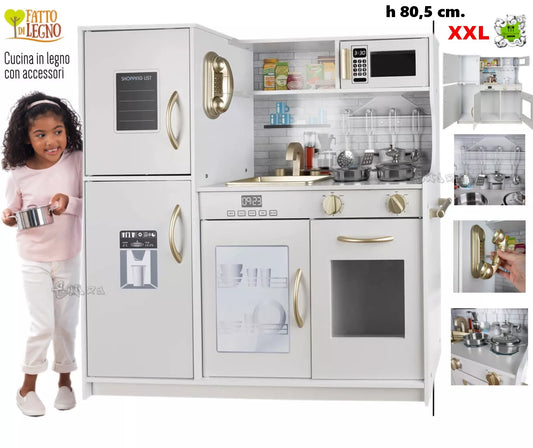 CUCINA PER BAMBINI IN LEGNO CUCINA con FRIGO FORNO e ACCESSORI