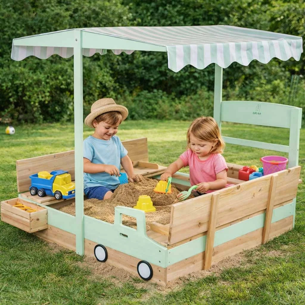 sabbiera in legno per bambini sabbiera giardino con tetto panche e copertura