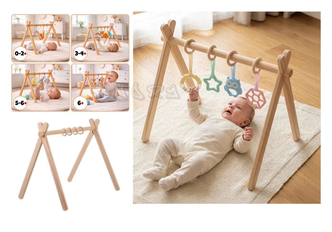 palestrina neonati 0+ in legno palestrina multifunzione con supporti per giochi