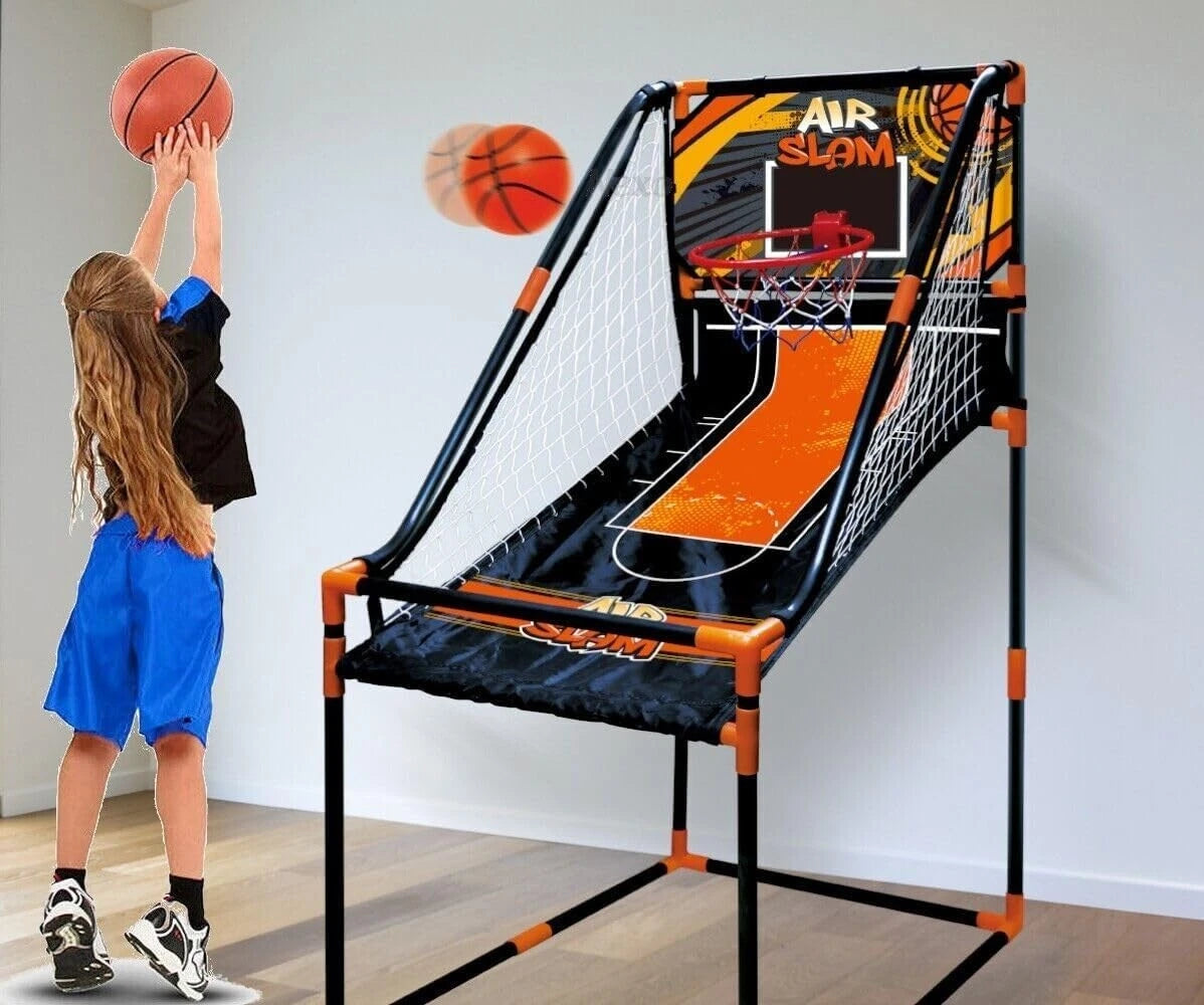 Gioco Basket Elettronico Arcade, Canestro Pieghevole, con Contatore segnapunti