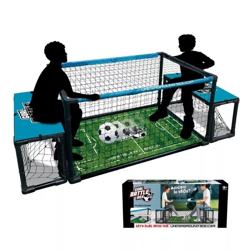 campo da calcio con porte e pallone calcetto underground per feste compleanno