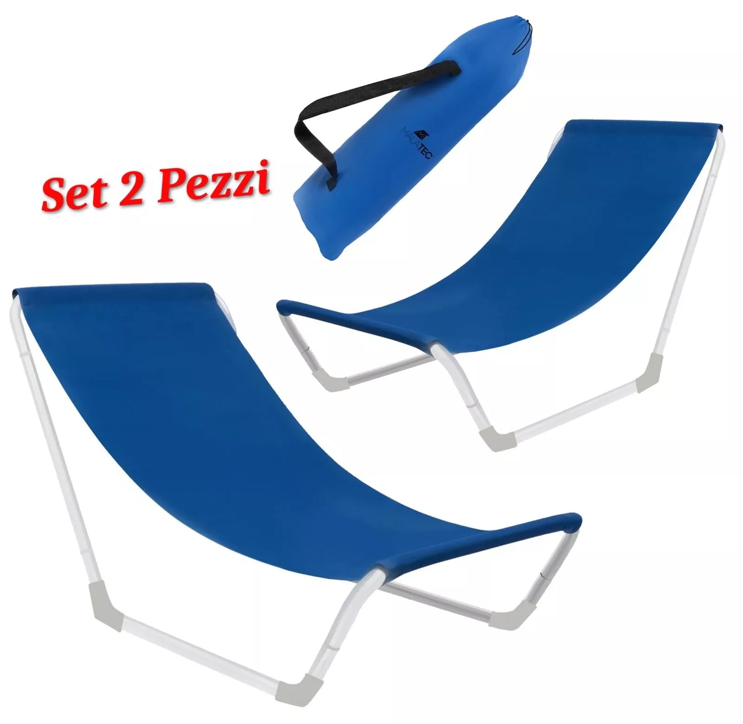 Set 2 Sedie da spiaggia + borse sdraio pieghevole portata fino a 110 kg