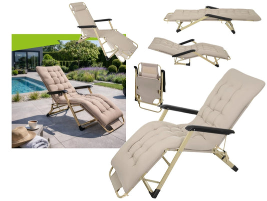 sedia a sdraio reclinabile lettino pieghevole prendisole con cuscino imbottito