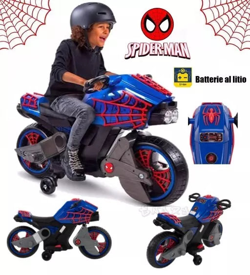 moto elettrica per bambini spiderman uomo ragno batteria litio 6V 3-7 anni