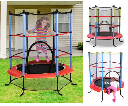 Trampolino Tappeto Elastico Bambini Rete Sicurezza Giardino Giochi h. 202 cm