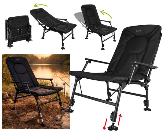 Sedia da pesca sedia campeggio altezza e schienale regolabile portata 120 kg sedia pieghevole