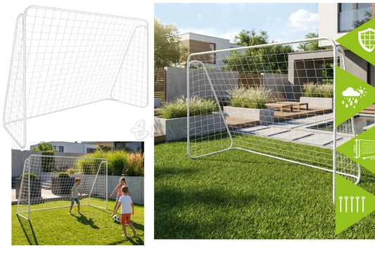 porta da calcio in metallo da esterno porta calcio e calcetto giardino con rete 213x150x90 cm