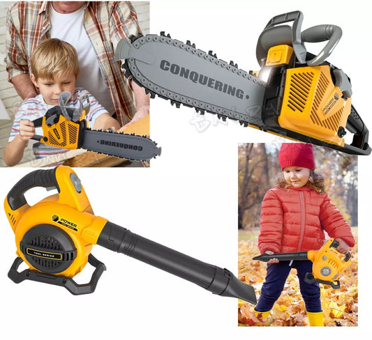 Soffiatore Foglie + Motosega Set Giardiniere Giocattolo Luci Suoni Funzioni Real