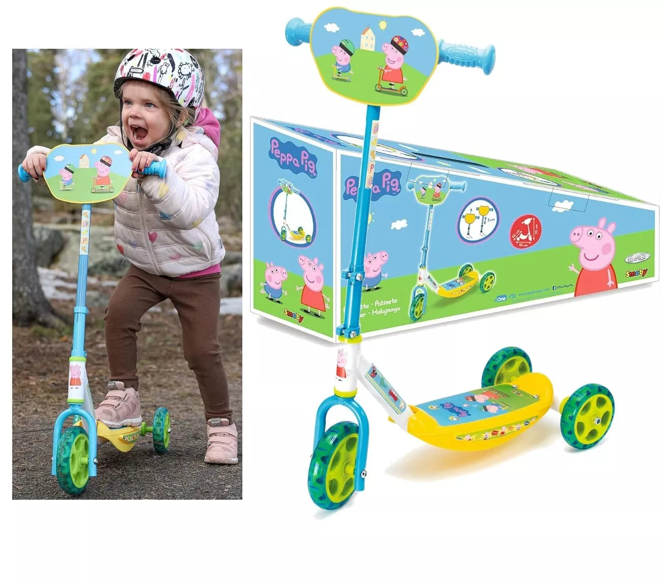 monopattino bambini peppa pig primo monopattino 3 ruote con manubrio regolabile