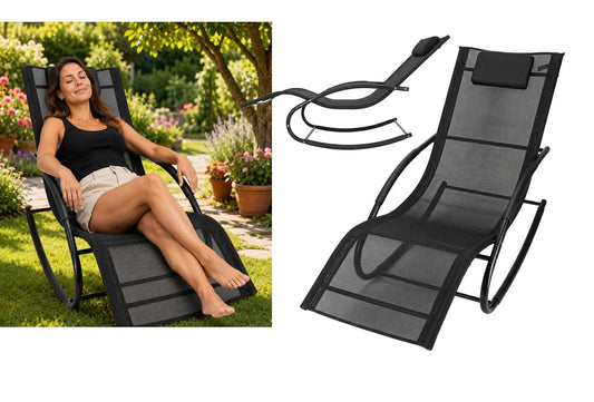 Sdraio da giardino sedia a dondolo portata 120 kg supporto in metallo impermeabile