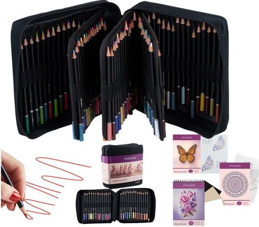 set disegno 120 colori pastelli con album disegno + libro da colorare e istruzioni