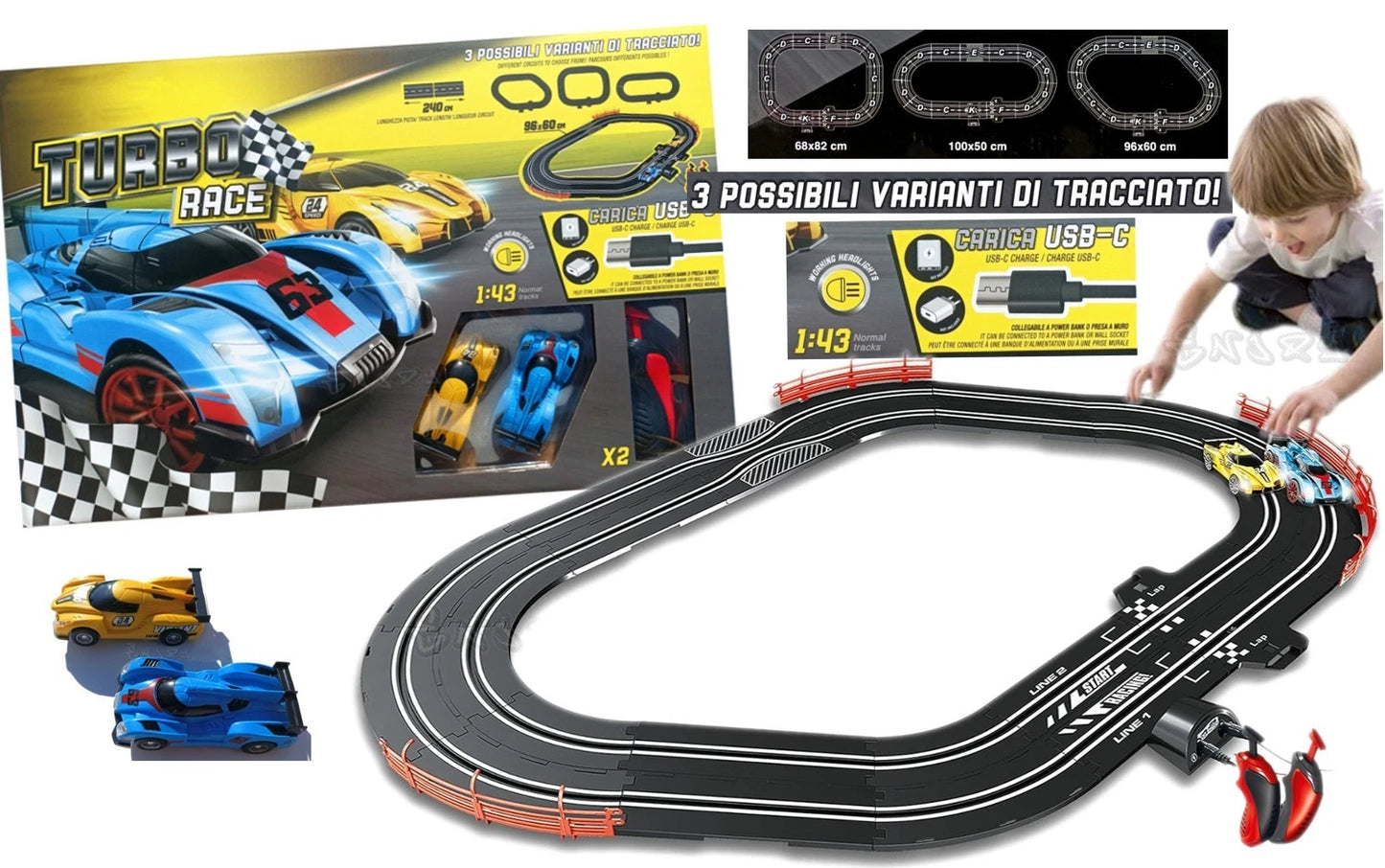 Pista elettrica a batteria macchine Formula Uno doppio telecomando Pista bambini