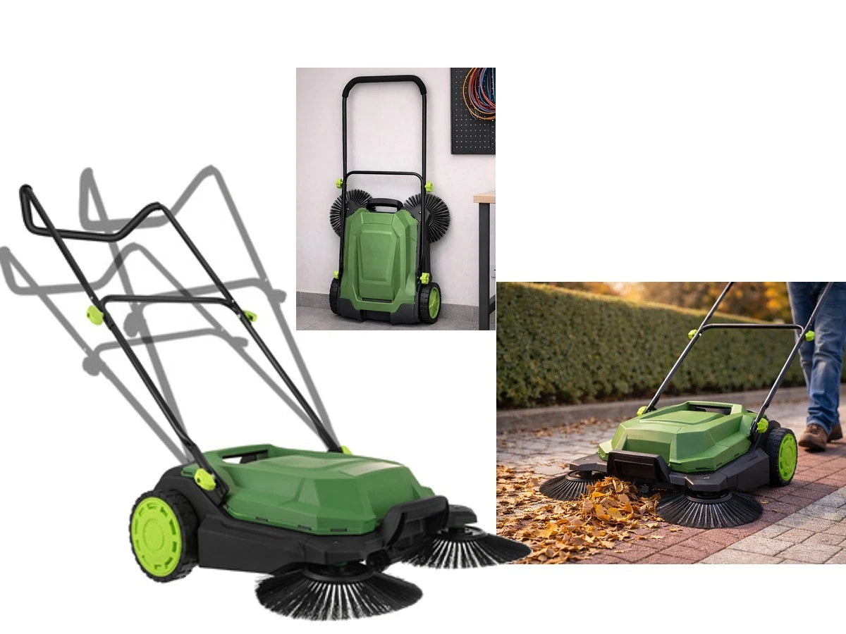 Raccoglitore di foglie e erba raccoglifoglie 24 litri a spazzole maneggevole