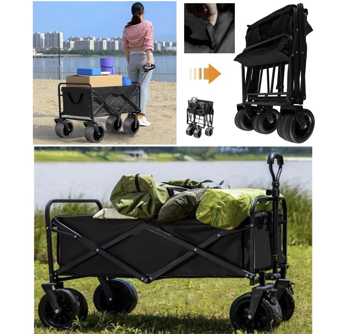 Carrello pieghevole giardino carrello trasporto portapacchi per esterni mare