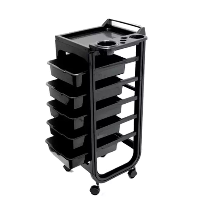 CARRELLO PER PARRUCCHIERE PROFESSIONALE 5 CASSETTI PORTA ACCESSORI PARRUCCHIERI