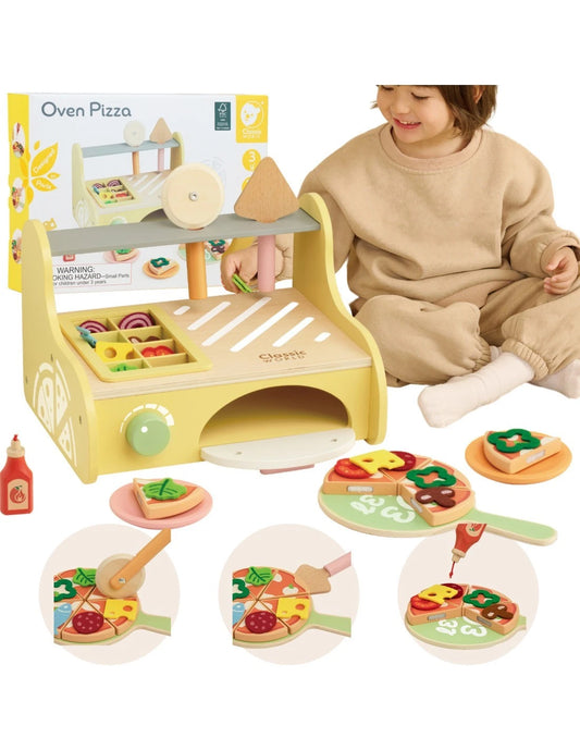 forno della pizza giocattolo in legno cibo e accessori gioco cucina chef pizza