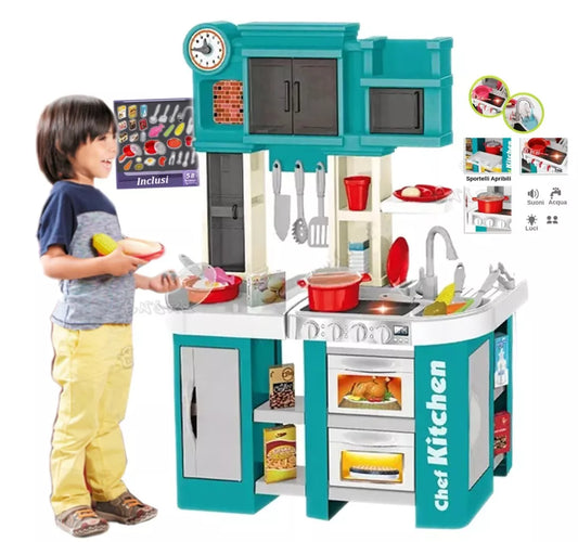 Cucina Giocattolo per Bambini Grande con Acqua luci Suoni e Accessori h. 84 cm