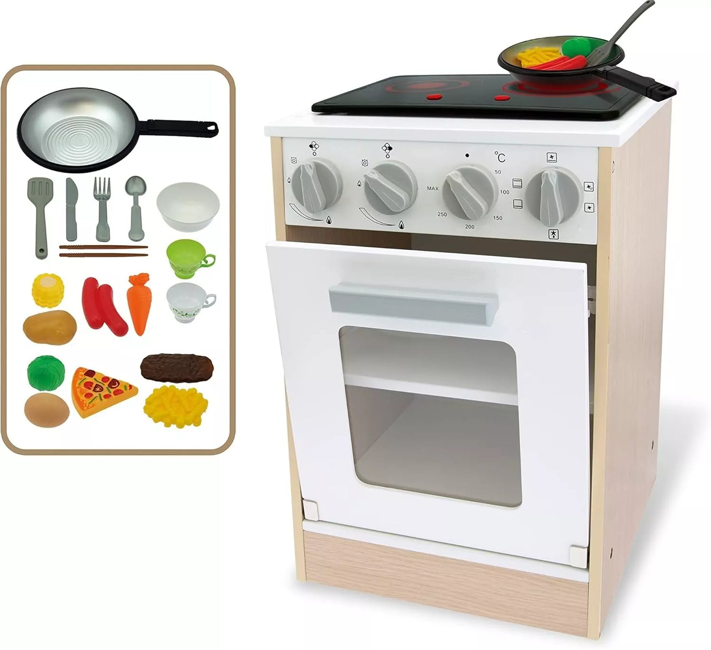 forno giocattolo in legno con luci e suoni cucina giocattolo con cibo incluso
