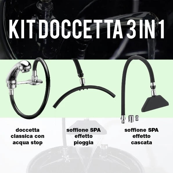 DOCCETTA KIT UNIVERSALE LAVATESTA PARRUCCHIERE Doccetta classica acquastop + 2 Soffioni