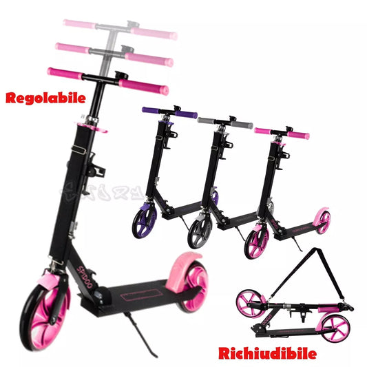 Monopattino Pieghevole Urban richiudibile in alluminio cavalletto grandi ruote